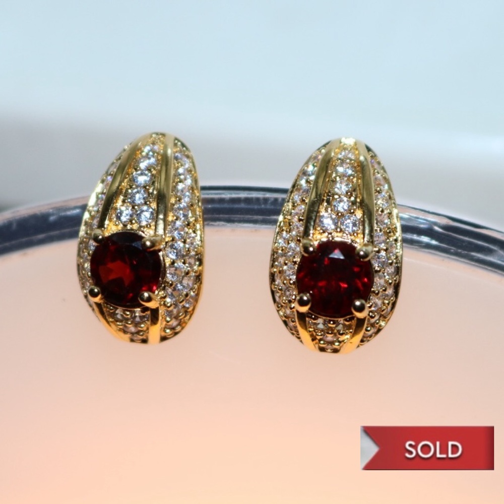 SOLD Burgundy and gold earrings